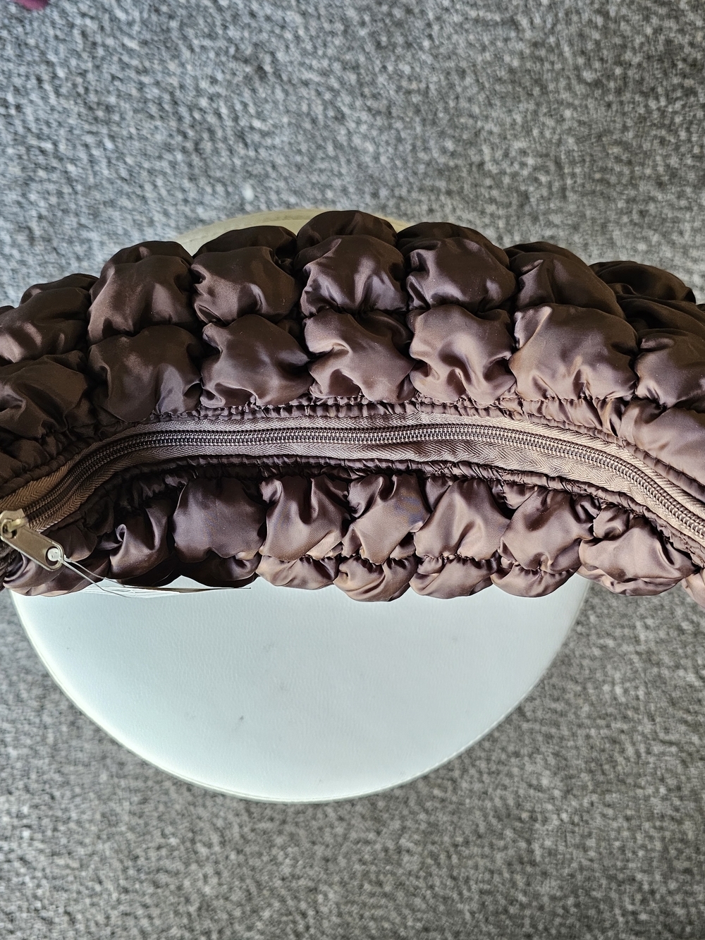 Quilted Crescent Shoulder Bag in Chocolate Brown - Picture 8 of 10